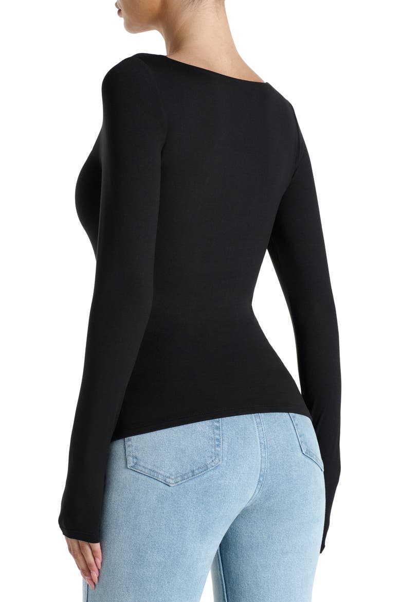 Bare Square Neck Top, Alternate, color, BLACK