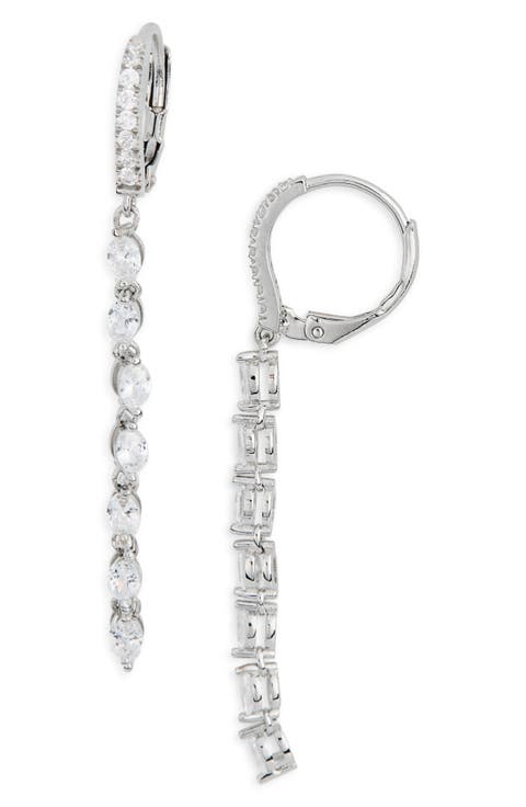 Cubic Zirconia Linear Drop Earrings