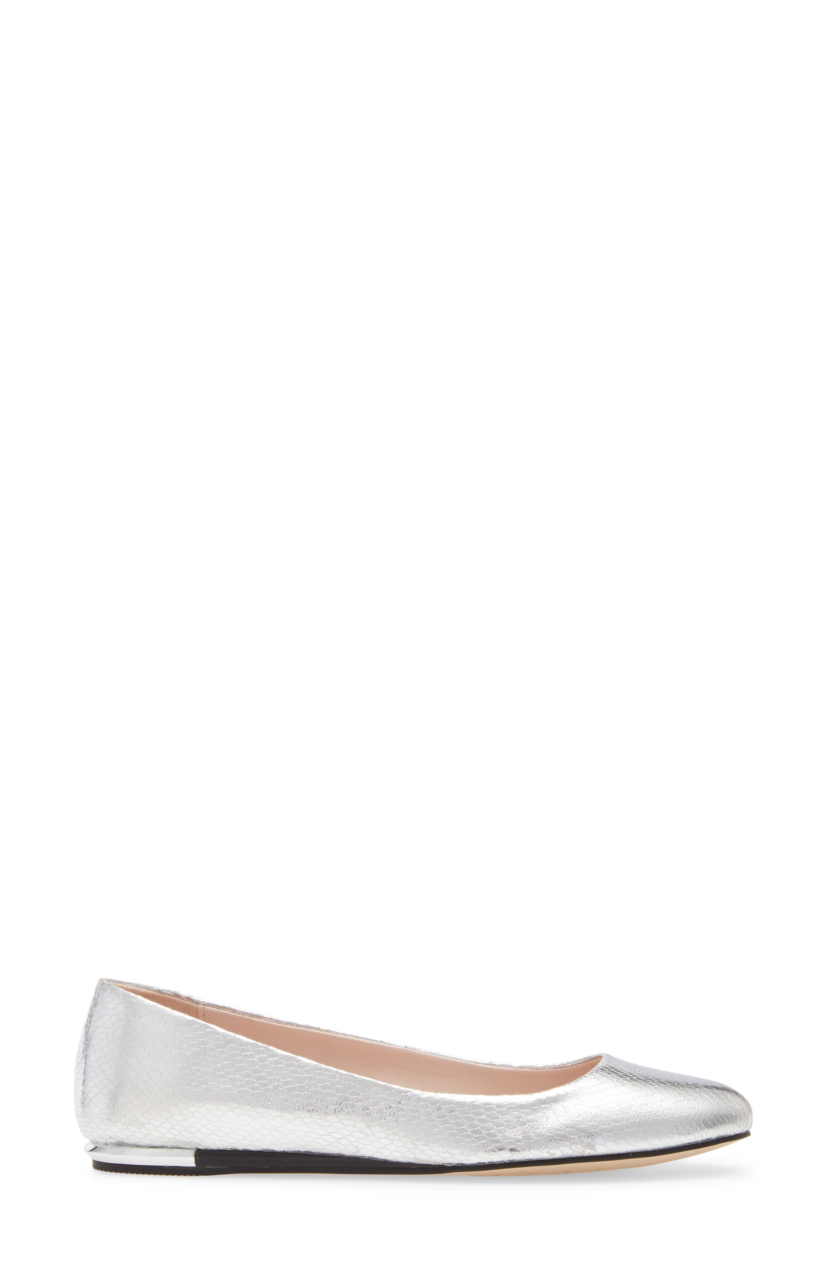Kosi Skimmer Flat, Alternate, color, SILVER FAUX LEATHER
