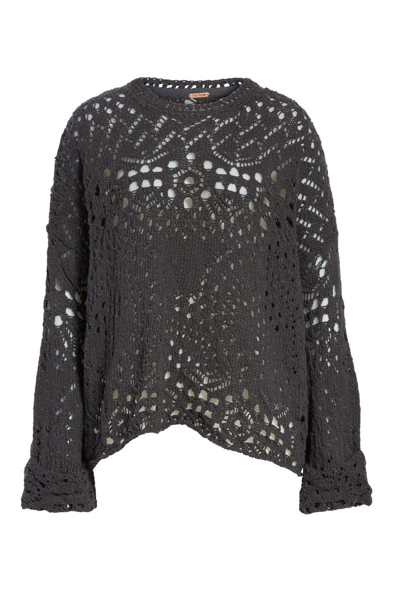 Traveling Lace Sweater, Alternate, color, CARBON