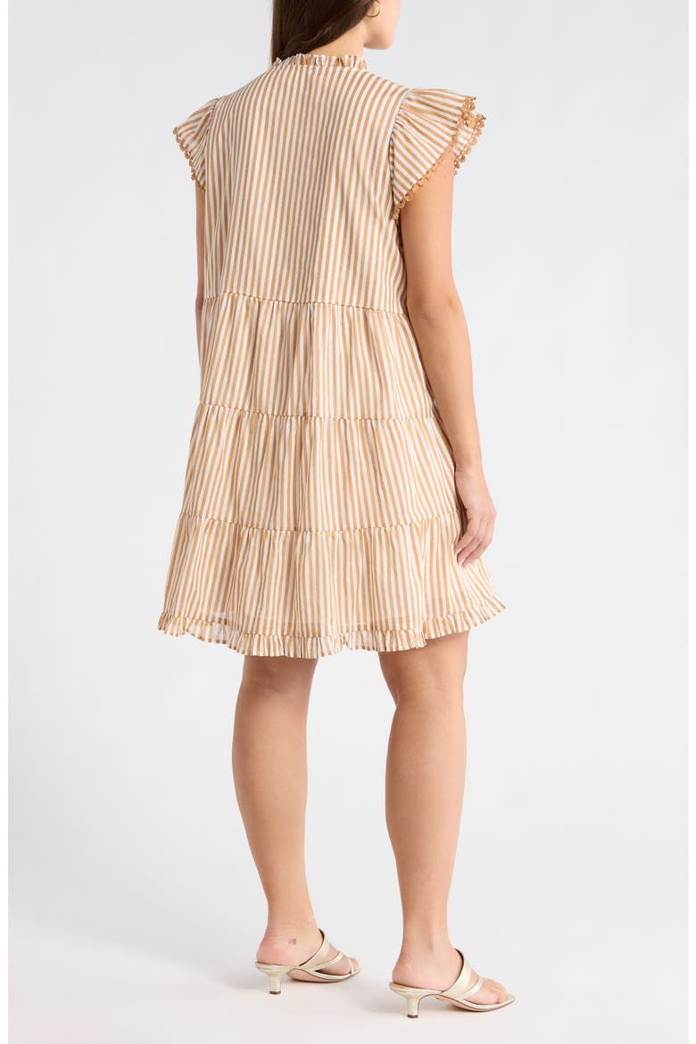 Dream State Striped Yodi Cotton Shift Minidress, Alternate, color, TAUPE-MULTI