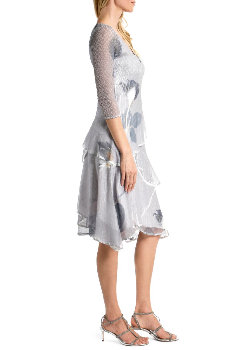 Komarov Tiered Chiffon Cocktail Midi Dress, Alternate, color,