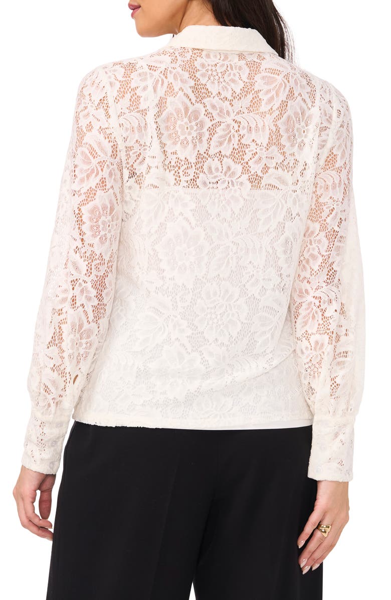 Vince Camuto Lace Button-Up Shirt, Alternate, color, New Ivory