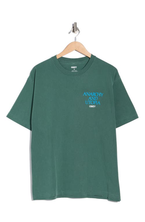 Obey Anarchy & Utopia Graphic T-shirt In Green