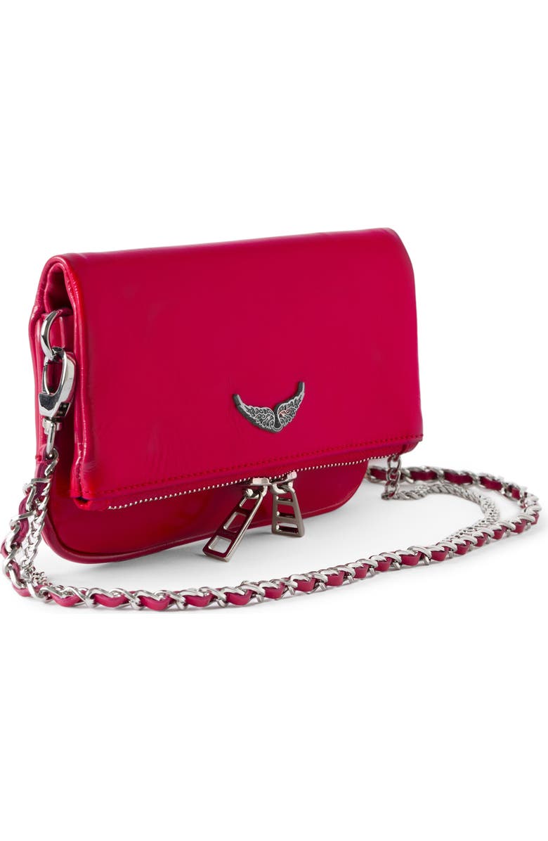 Zadig & Voltaire Rock Nano Patent Leather Clutch, Alternate, color, Podium