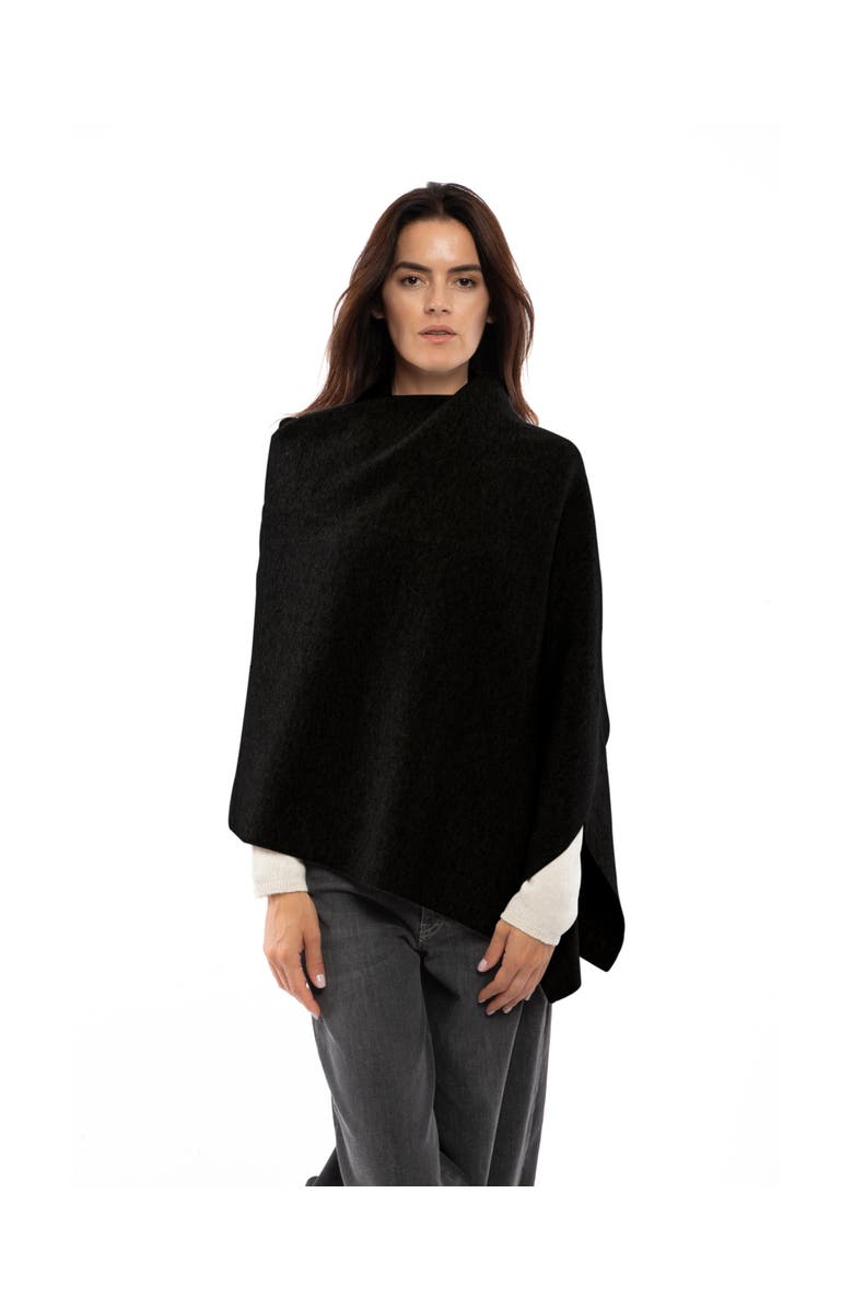 Monticelli Cashmere Double-Knit Pure Cashmere Cape Wrap, Main, color, Black