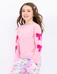 Preppy Goose Bows Sleeve Applique Long Sleeve T-Shirt