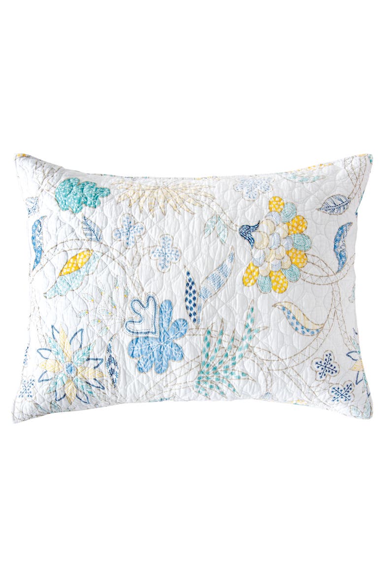 20" x 26" Colonial Williamsburg Brie Lagoon Cotton Standard Sham - Machine Washable, Main, color, Blue