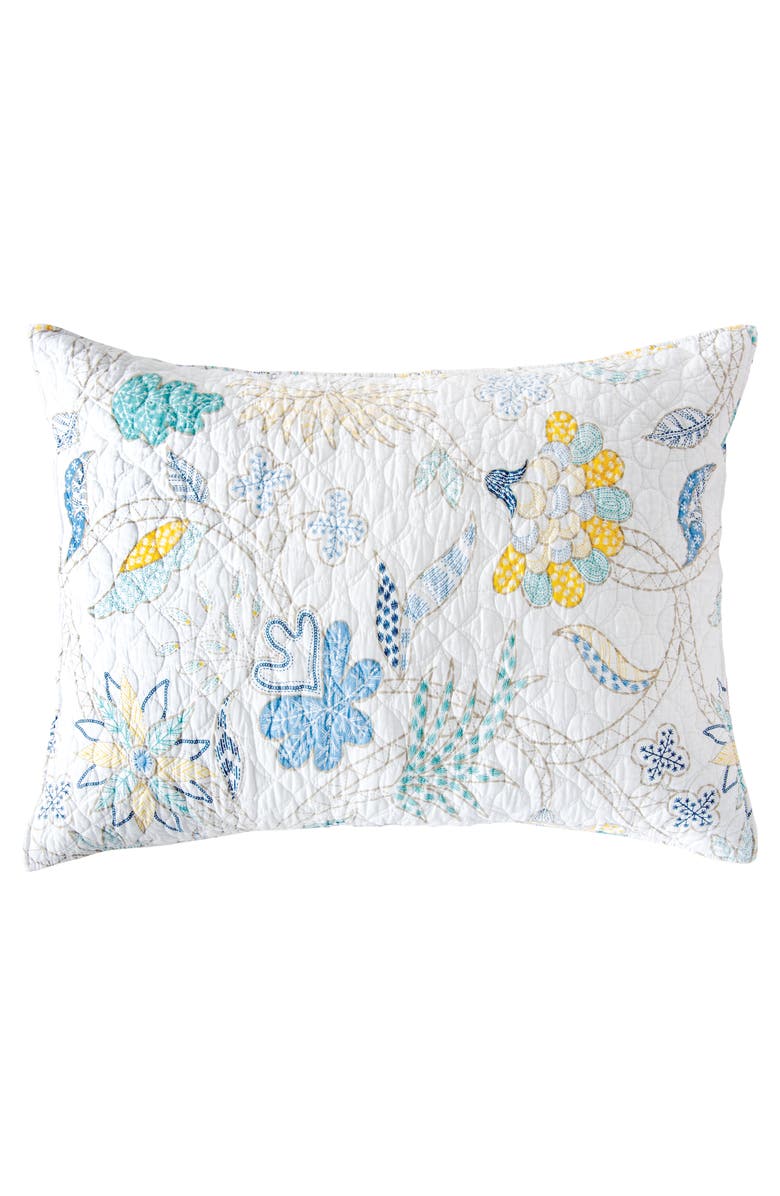 carol & frank 20" x 26" Colonial Williamsburg Brie Lagoon Cotton Standard Sham - Machine Washable, Main, color, Blue