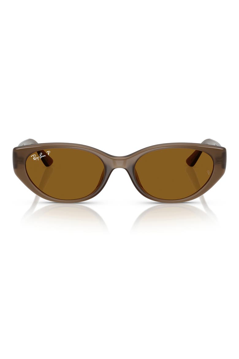 55mm Polarized Pillow Sunglasses, Main, color, TRANSPARENT BROWN