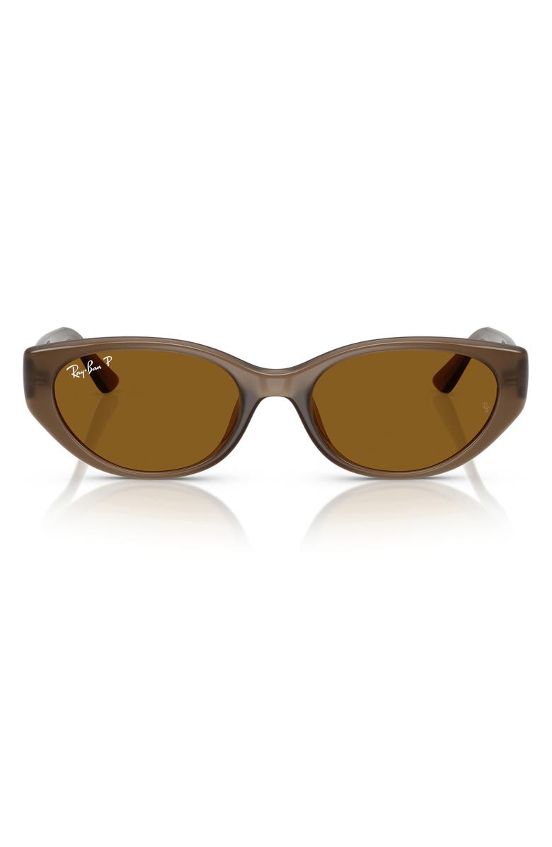 Ray-Ban 55mm Polarized Pillow Sunglasses, Main, color, Transparent Brown
