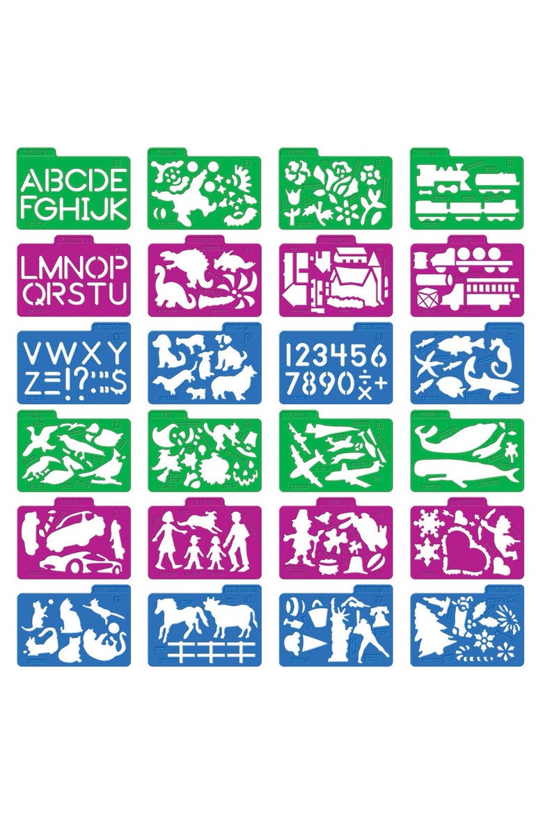 Stencil Mill Set - ABCs, 123s, Animals, People & Emotions, Alternate, color, Multicolored