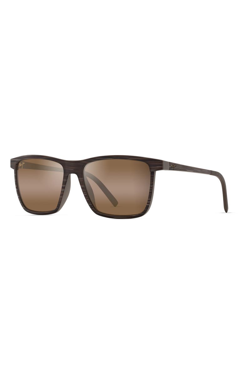 Maui Jim One Way 55mm PolarizedPlus2<sup>®</sup> Rectangular Sunglasses, Alternate, color, Brown Stripe