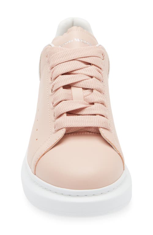 Alexander Mcqueen Pink Leather Sneakers With Light White Leather Heel
