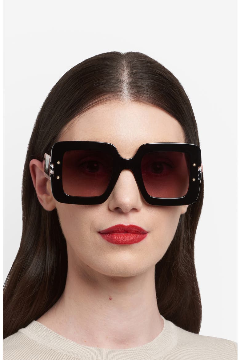 50mm Square Sunglasses, Alternate, color, BLACK PINK/ BROWN