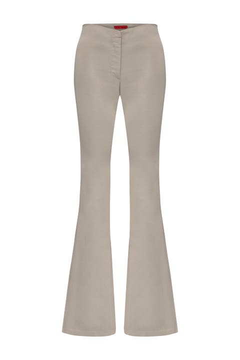 Linen Blend Shiny Woven Pant