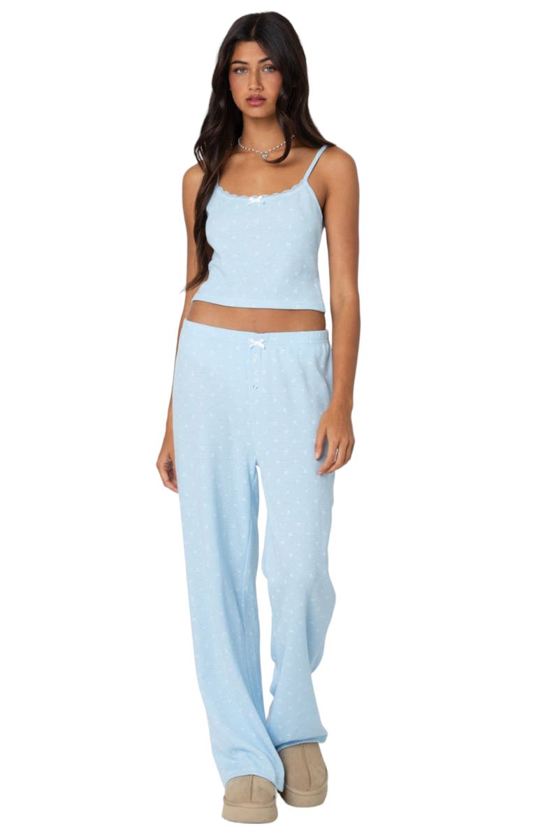 EDIKTED Floral Cotton Waffle Knit Crop Camisole, Alternate, color, 