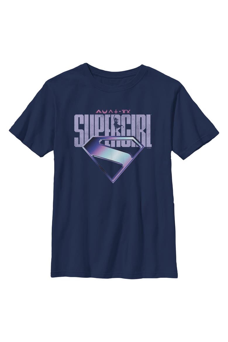 Boy's Supergirl Girl of Steel Logo  Graphic T-Shirt, Main, color, Navy Blue