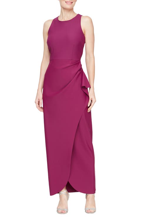 Cascade Ruffle Sleeveless Sheath Gown (Petite)