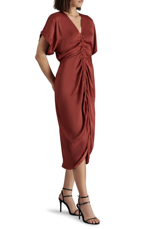 STEVE MADDEN STEVE MADDEN AIMEE RUCHED FRONT MIDI DRESS 