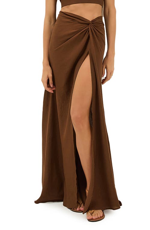 Vix Paula Hermanny Sirene Linen & Cotton Cover-up Skirt In Brown
