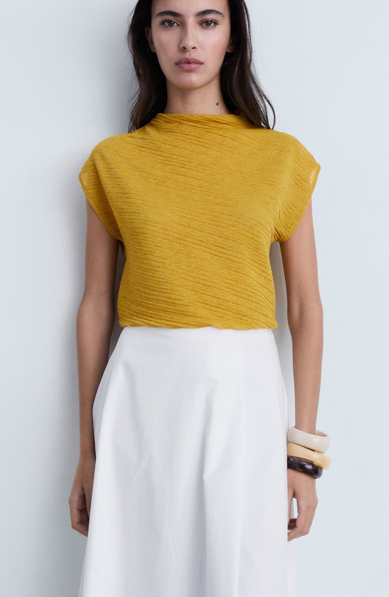 MANGO Side Slit Cotton Midi Flare Skirt, Alternate, color, 