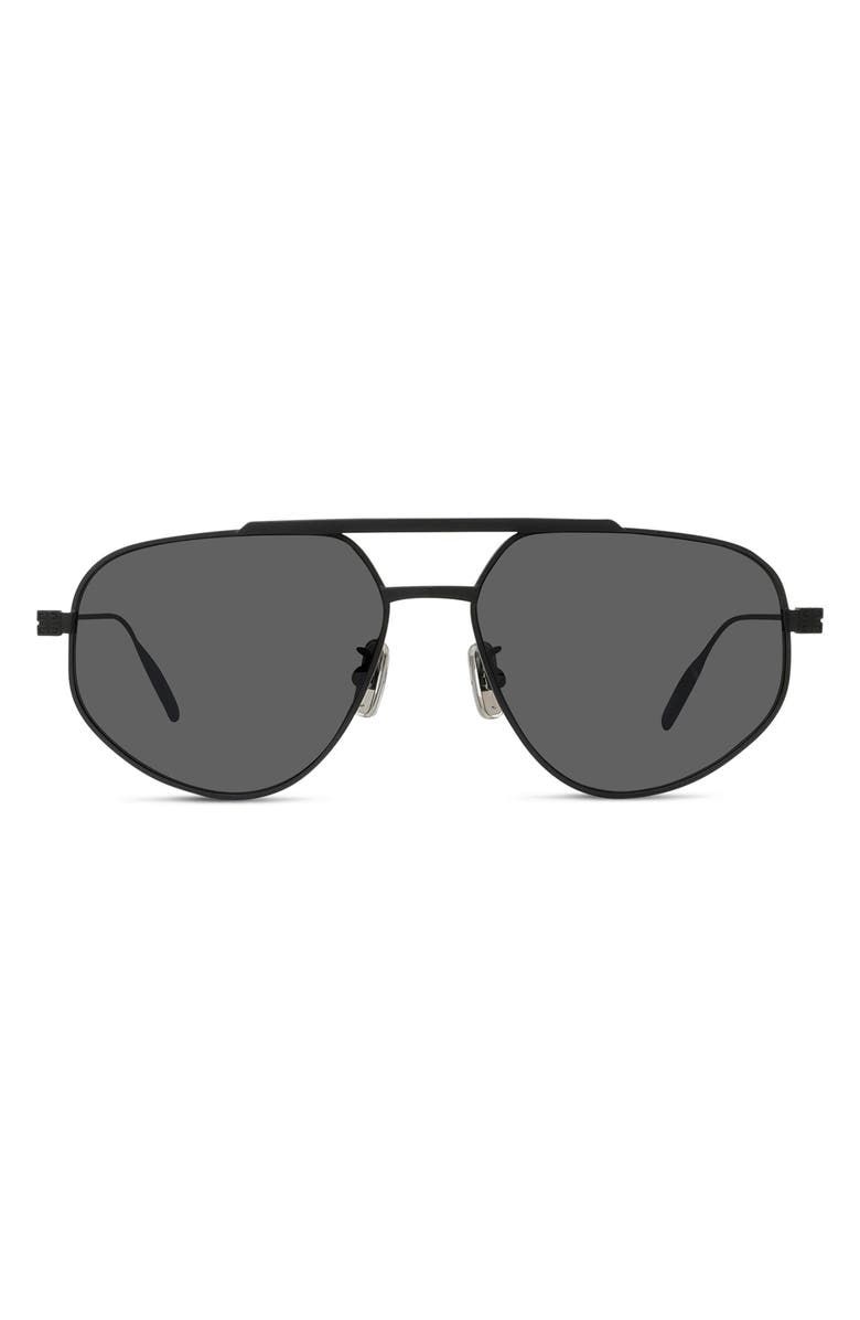 Givenchy GVSPEED 57mm Aviator Sunglasses, Main, color, Matte Black / Smoke Mirror