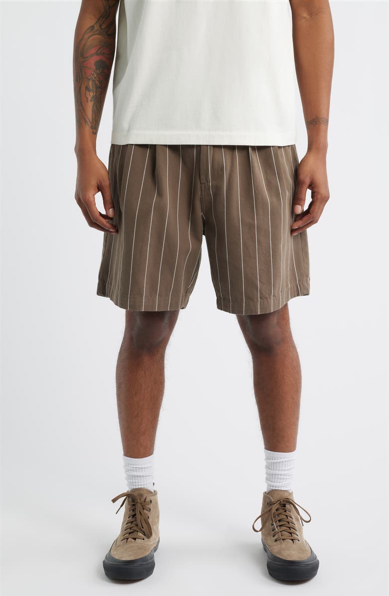 Obey Foster Pleated Stripe Shorts, Main, color, 