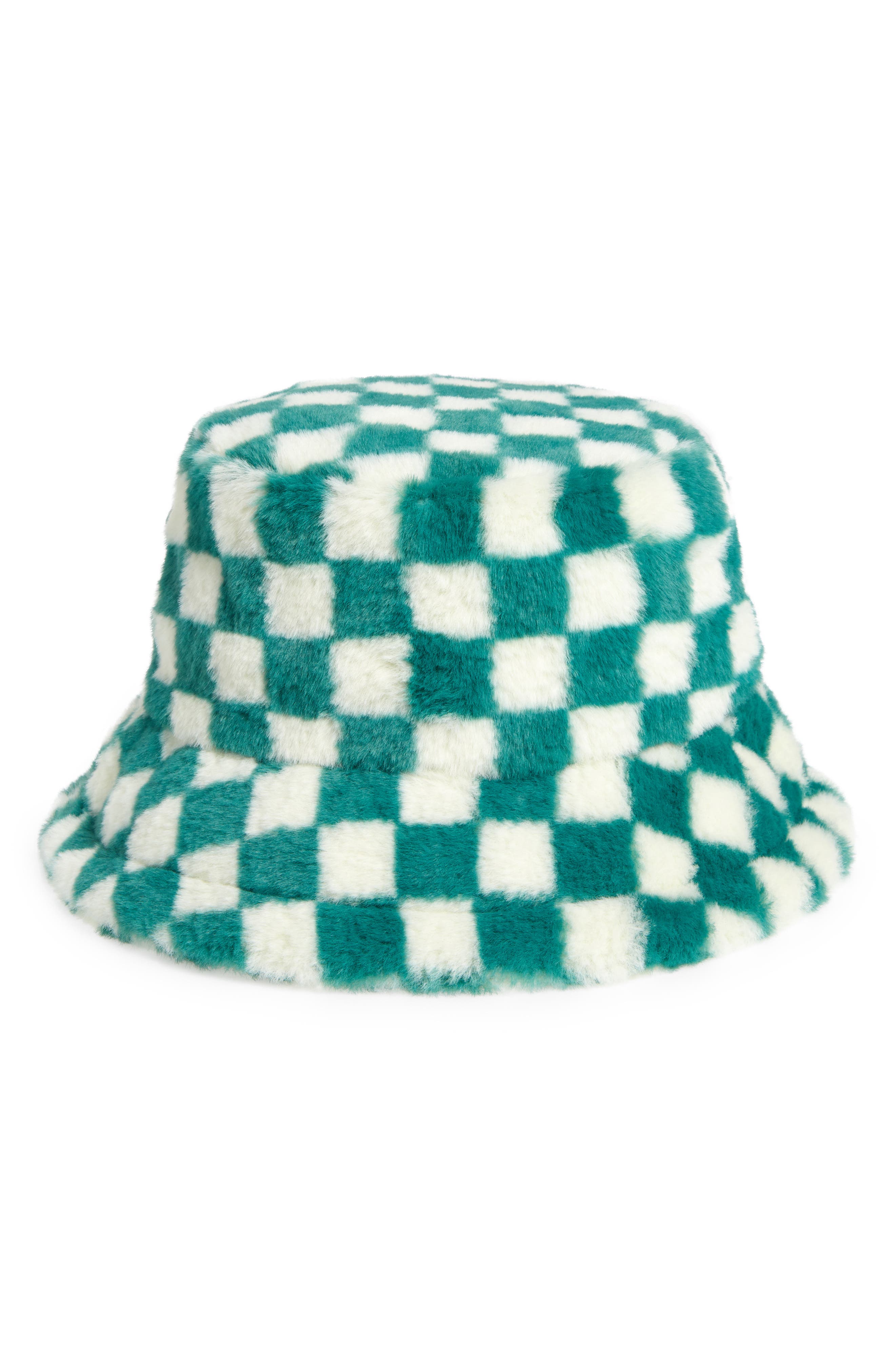Rainbow Unicorn Birthday Surprise Checkerboard Faux Fur Bucket Hat ...