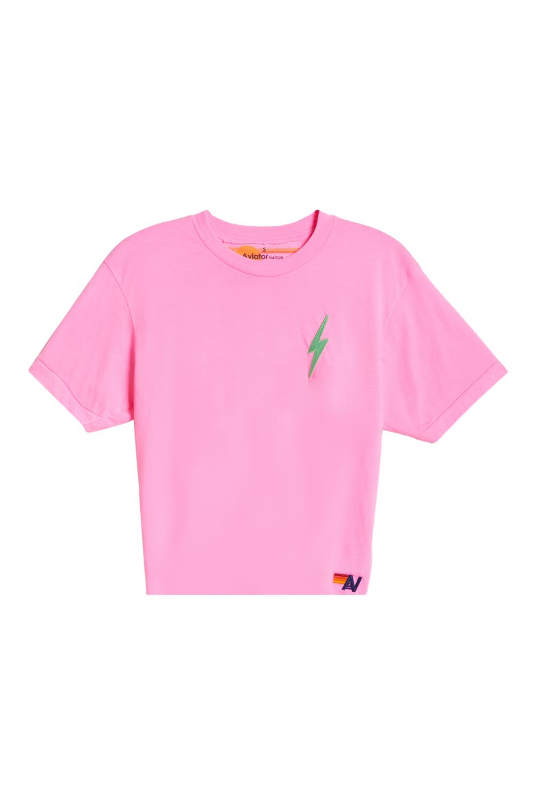 Bolt Embroidered T-Shirt, Alternate, color, NEON PINK/ MINT