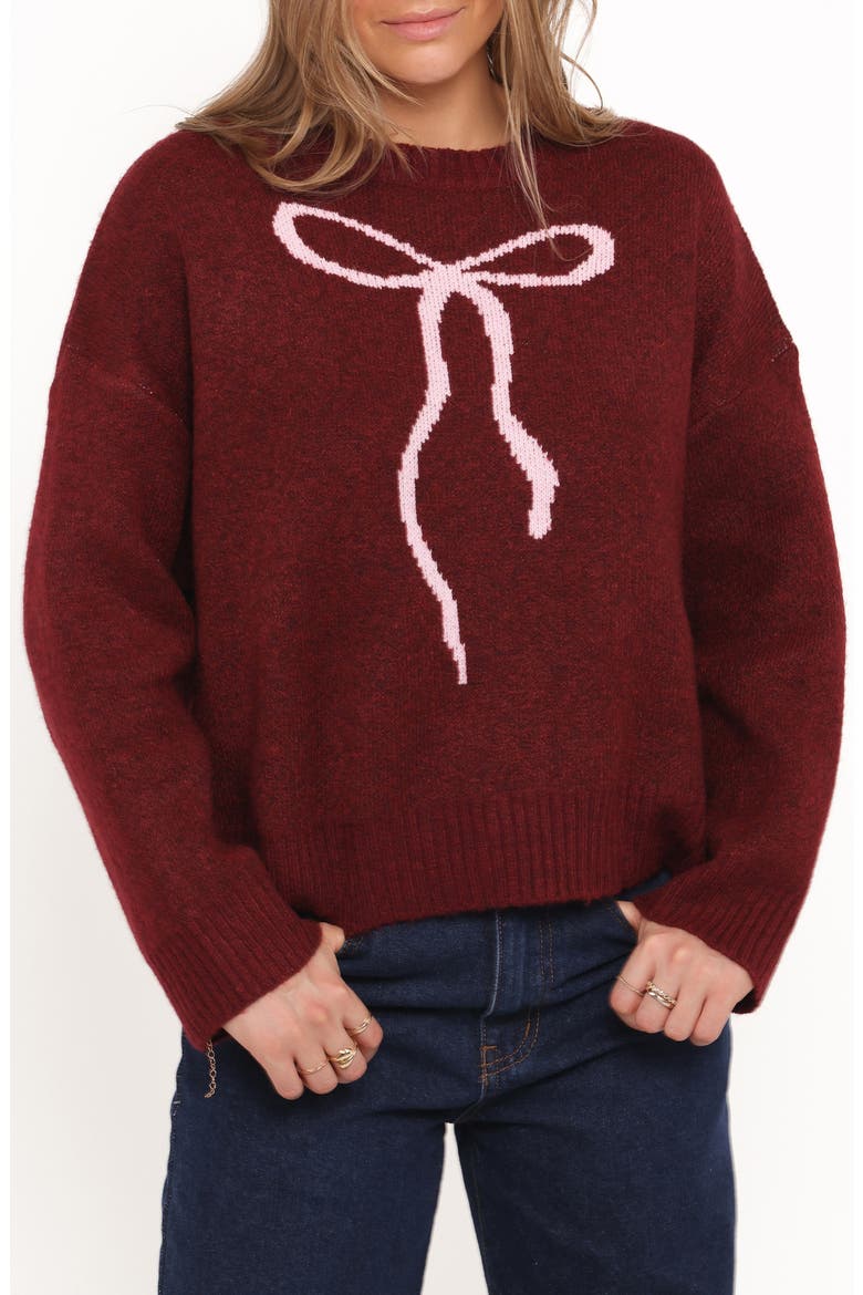 Kaori Bow Sweater, Main, color, BURGUNDY