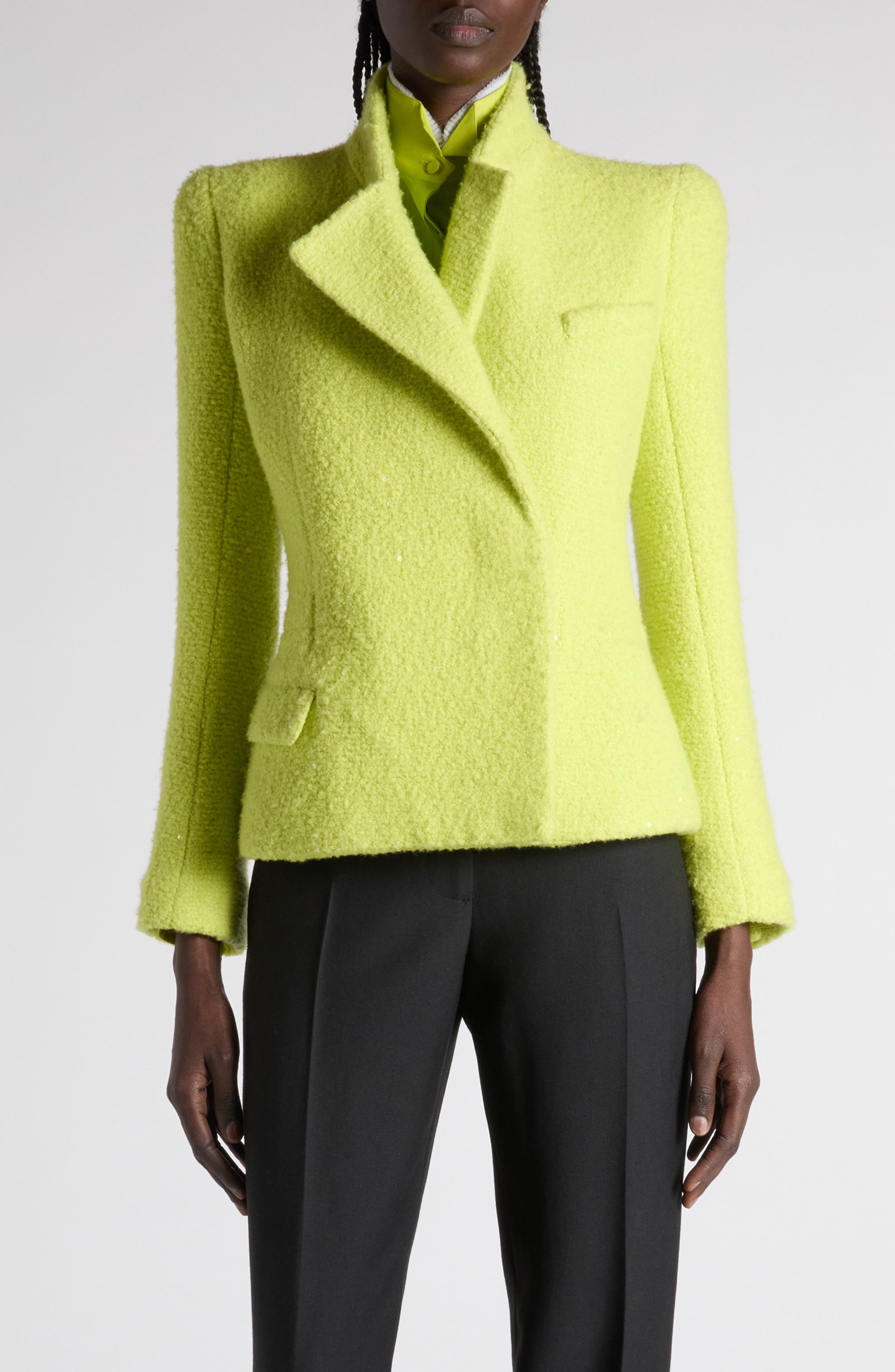 Sequin Tweed Double Breasted Jacket