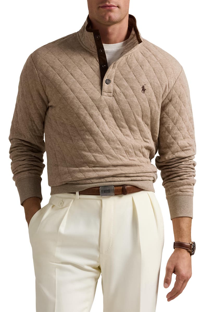 Polo Ralph Lauren Quilted Double Knit Half Button Pullover, Main, color, 