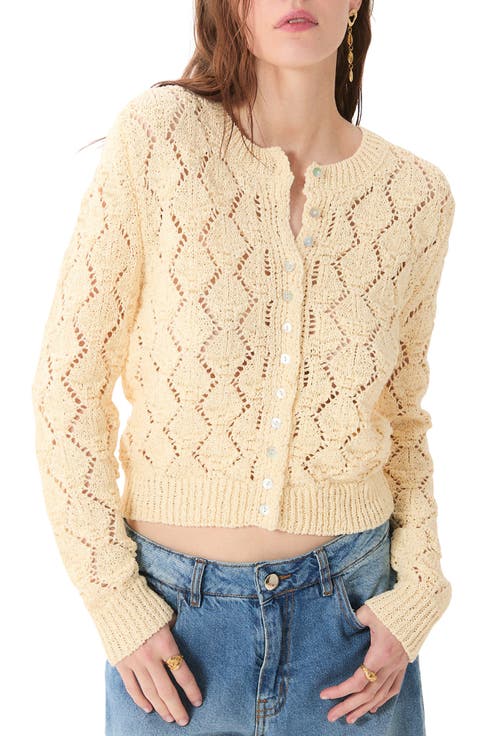 Cerdena Pointelle Cotton Blend Cardigan