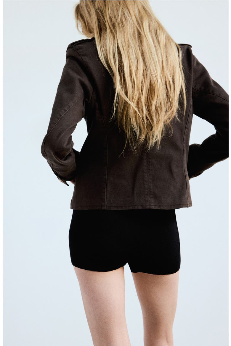 Stretch Denim Military Jacket, Alternate, color, CHOCOLATE