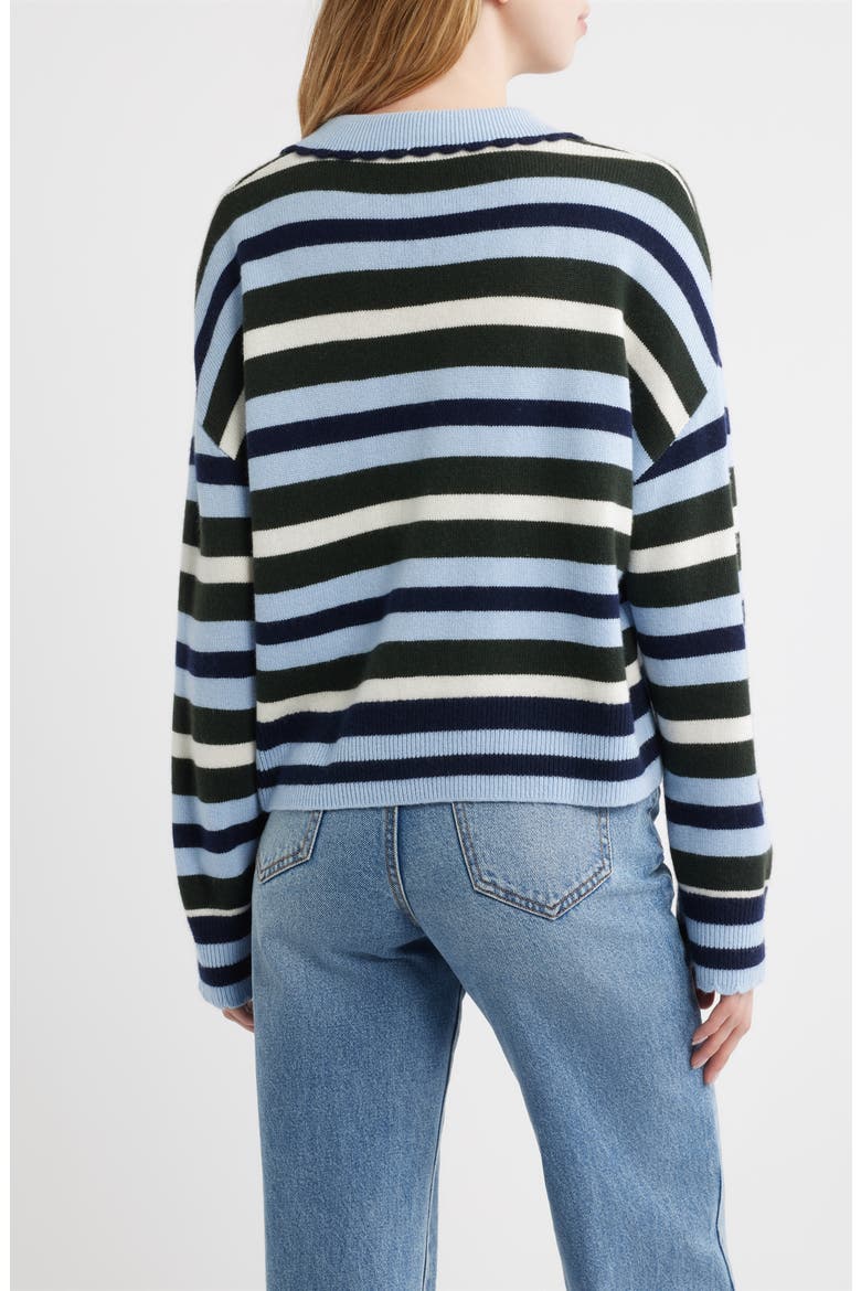 Delora Striped Wool & Cashmere Blend Sweater, Alternate, color, SKY FOREST STRIPE