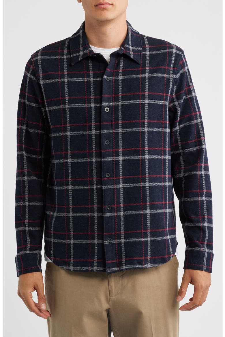 Continental Plaid Flannel Button-Up Shirt, Alternate, color, BLACK COMBO