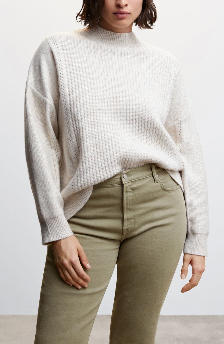 MANGO High Waist Crop Flare Jeans, Alternate, color,