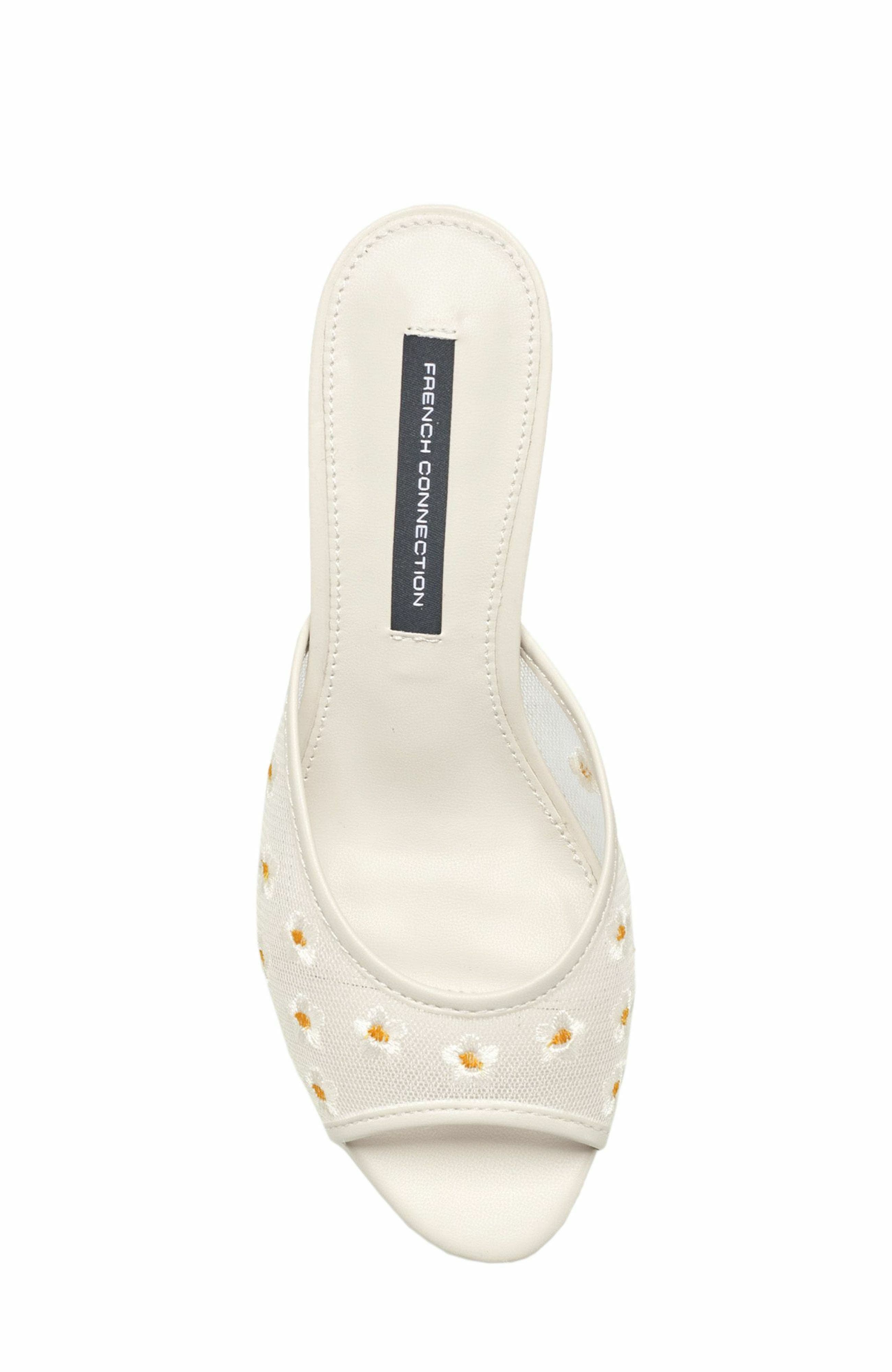 French Connection Nancy Mesh Embroidered Kitten Heel, Alternate, color, White