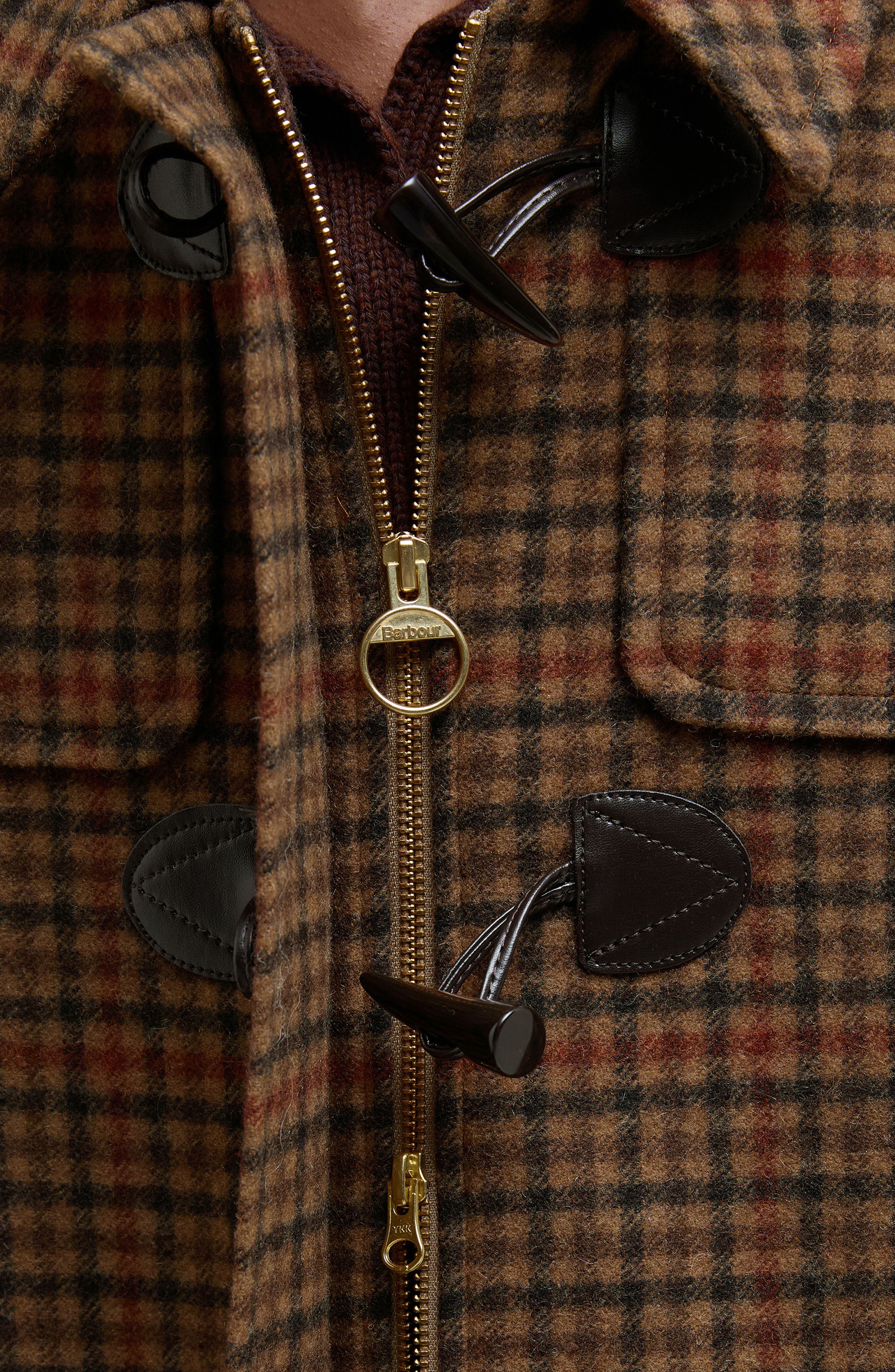 Barbour Melody Houndstooth Check Wool Blend Duffle Coat (Women