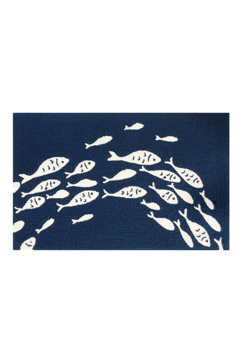 Fish Crossing Tufted Doormat, Main, color, INDIGO/ CREAM
