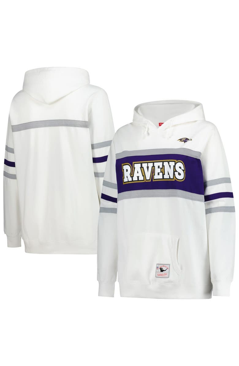 Mitchell & Ness Women's Mitchell & Ness White Baltimore Ravens Plus Size Head Coach Throwback Pullover Hoodie, Main, color, White