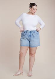ELOQUII Drawstring Relaxed Denim Short