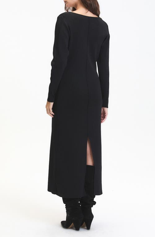 Deluc Maurice Long Sleeve Knit Midi Dress In Black