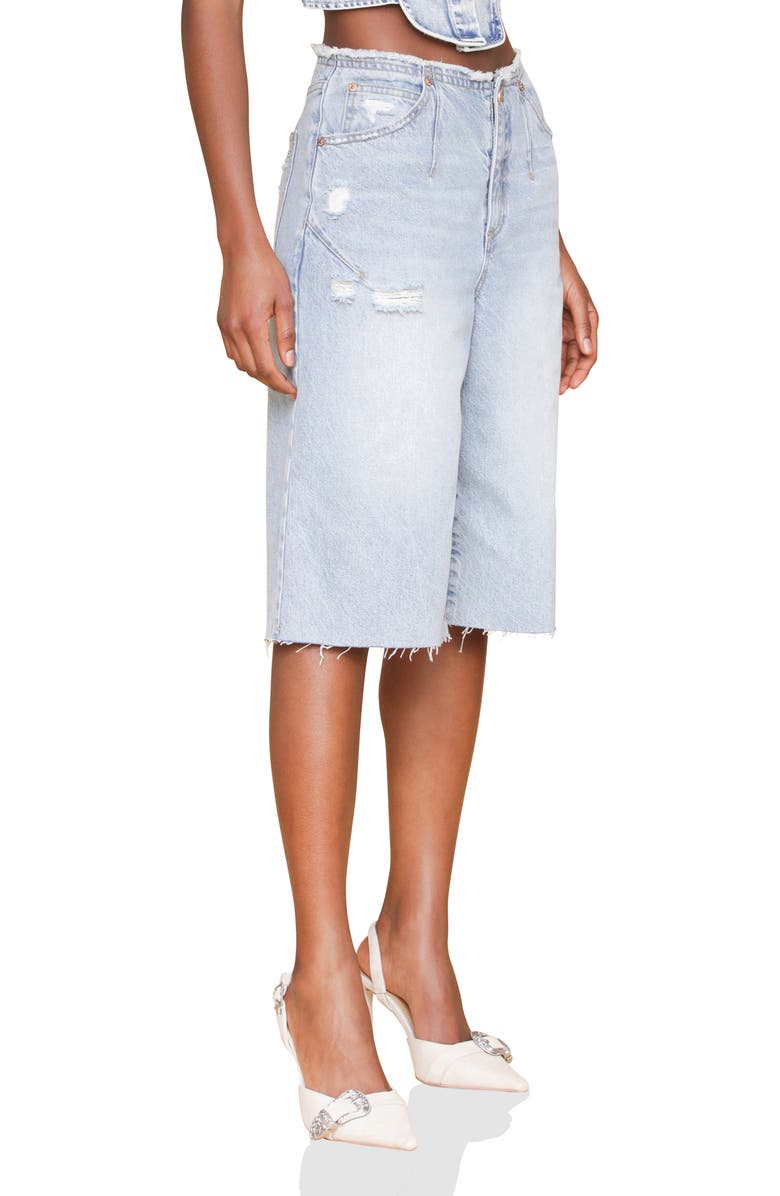 Avec Les Filles Raw Waist Denim Shorts, Alternate, color, Voyageurs Wash