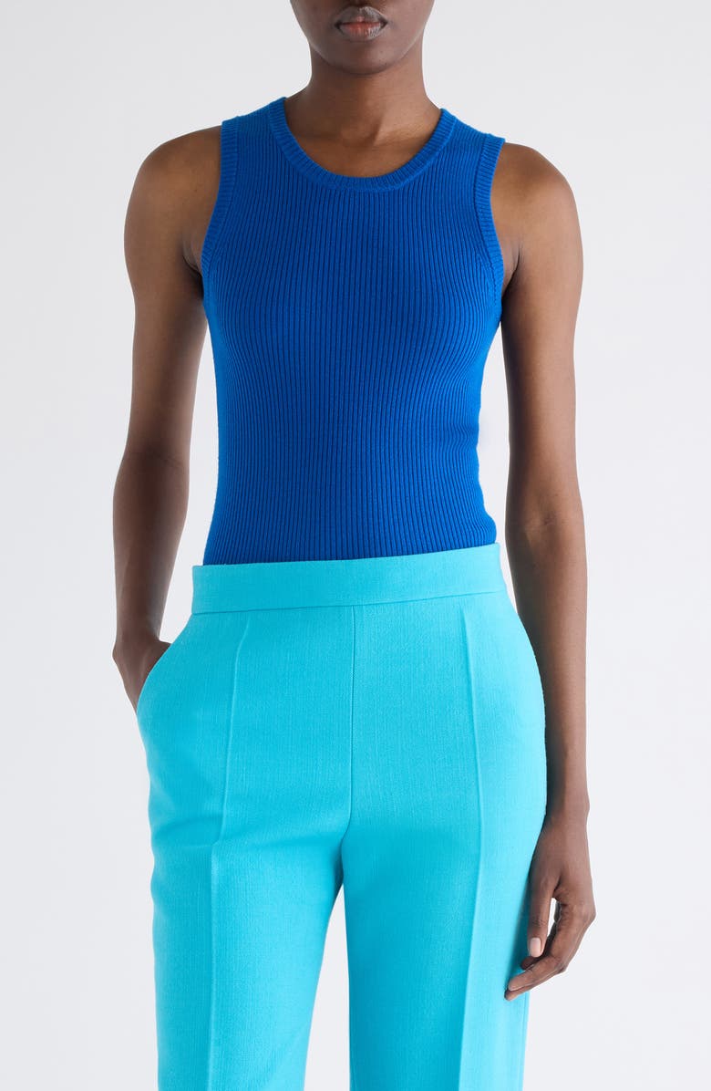 Chloé Wool Rib Sleeveless Sweater, Main, color, Absolute Blue