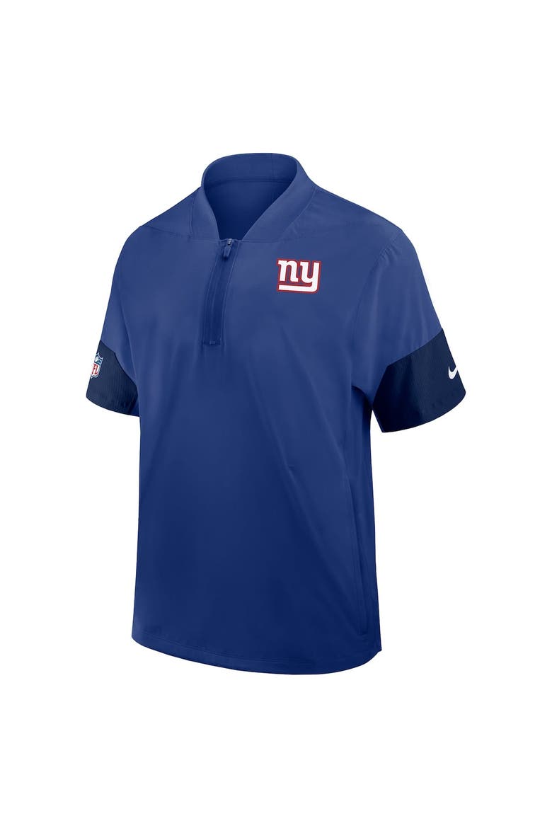 Men's Nike Royal New York Giants Sideline Short Sleeve Quarter-Zip Coach Jacket, Alternate, color, Royal