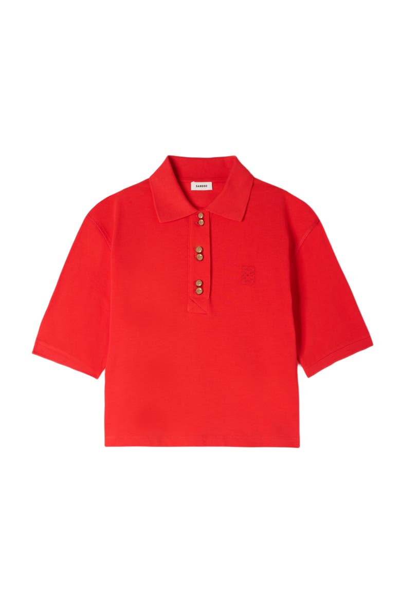 Polo shirt with decorative buttons, Alternate, color, Red