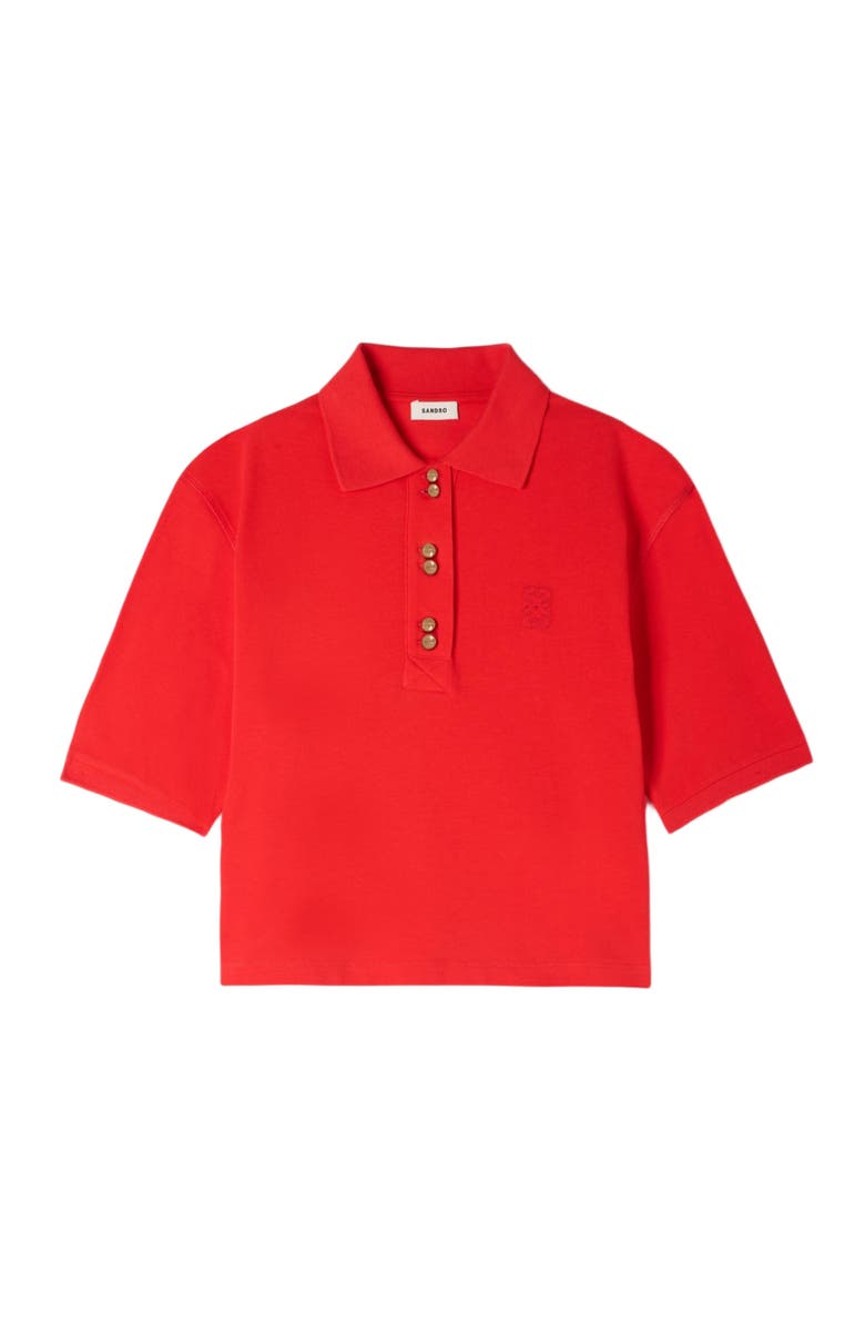 SANDRO Polo shirt with decorative buttons, Alternate, color, Red