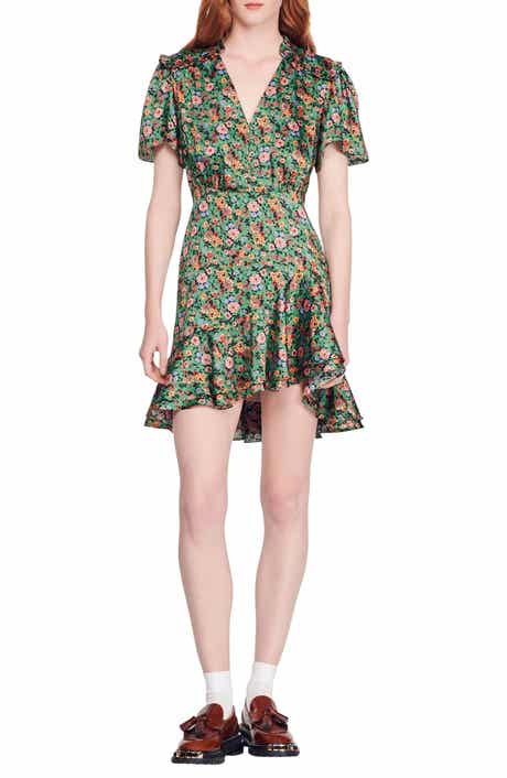 SANDRO Marta Floral Print Ruffle Minidress